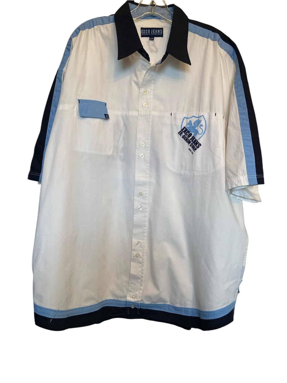 “EXCO Vintage Y2K Jeans Denim Corp Button Up short sleeve Shirt Men’s XXL cotton